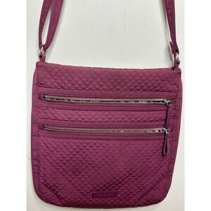 Vera Bradley Purple Quilted Crossbody Bag Triple Zip Shoulder Purse